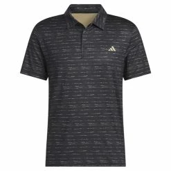ADIDAS Gents Stripe Zip Polo Shirt Black - Hemp