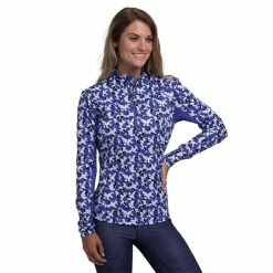 Zero Restriction Ladies Renae Zip Mock Lapis
