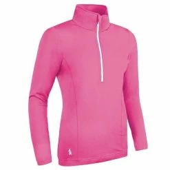 Glenmuir Ladies Carina Zip Neck Shaped Panel Performance Midlayer Hot Pink