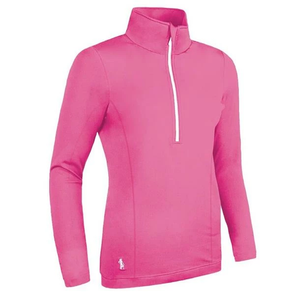 Glenmuir Ladies Carina Zip Neck Shaped Panel Performance Midlayer Hot Pink