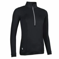 Glenmuir Ladies Carina Zip Neck Shaped Panel Performance Midlayer Black