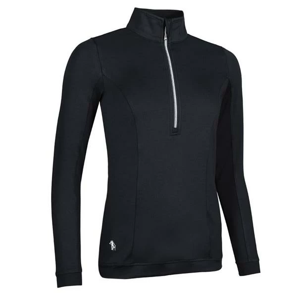 Glenmuir Ladies Carina Zip Neck Shaped Panel Performance Midlayer Black