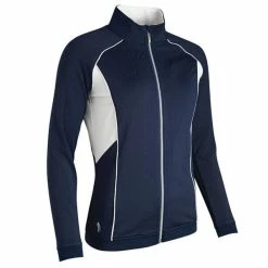 Glenmuir Ladies Bree Zip Front Colour Block Mid Layer Navy - White