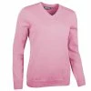Glenmuir Ladies Flora V Neck Touch Of Cashmere Golf Sweater Candy