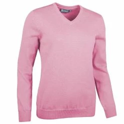 Glenmuir Ladies Flora V Neck Touch Of Cashmere Golf Sweater Candy