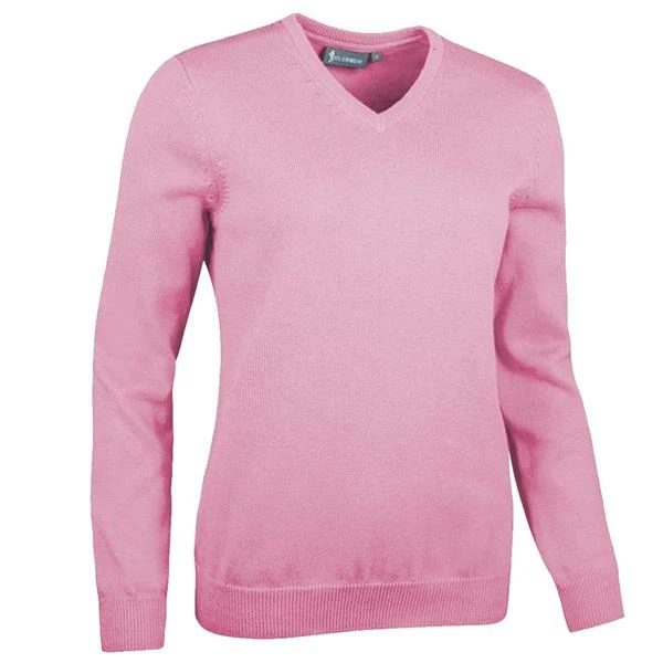 Glenmuir Ladies Flora V Neck Touch Of Cashmere Golf Sweater Candy