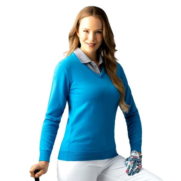 Glenmuir Ladies Maya V-Neck Merino Sweater Cobalt - Image 2