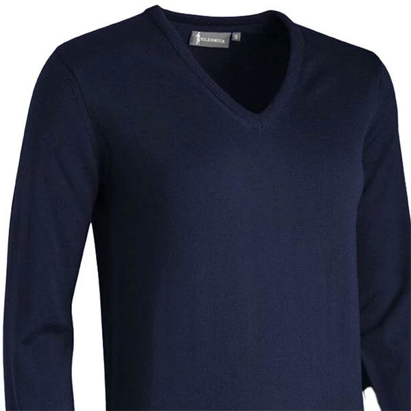 Glenmuir Ladies Maya V-Neck Merino Sweater Dark Navy - Image 2