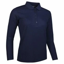 Glenmuir Ladies Misha Long Sleeve Performance Pique Golf Polo Shirt Navy