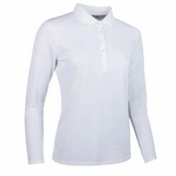 Glenmuir Ladies Misha Long Sleeve Performance Pique Golf Polo Shirt White