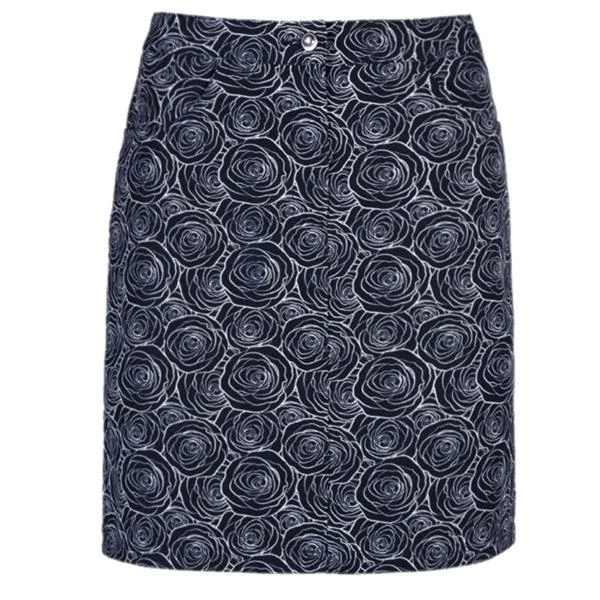 Glenmuir Ladies Alma Lightweight Stretch Performance Skort Navy - Rose Print