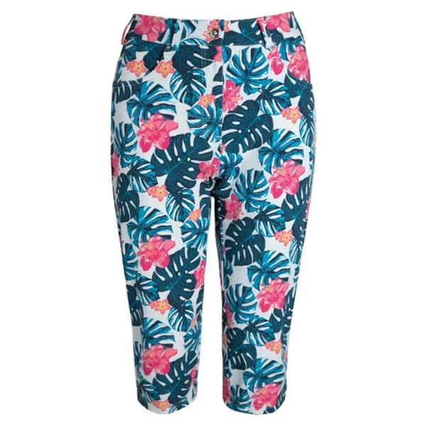 Glenmuir Ladies Phoebe Lightweight Pedal Pushers Cobalt - Tropic Print