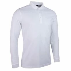Glenmuir Gents Max Long Sleeve Performance Pique Polo Shirt White