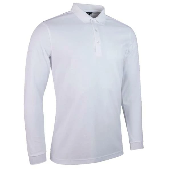 Glenmuir Gents Max Long Sleeve Performance Pique Polo Shirt White