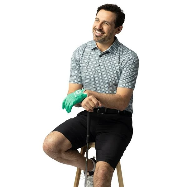 Glenmuir Gents All Over Micro G Print Performance Polo Shirt White - Black - Marine Green - Image 3