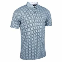 Glenmuir Gents All Over Micro G Print Performance Polo Shirt White - Black - Marine Green
