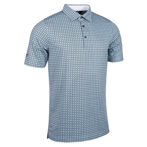 Glenmuir Gents All Over Micro G Print Performance Polo Shirt White - Black - Marine Green