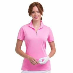 EPNY Ladies Convertible Zip Mock Polo Shirt Rosebud