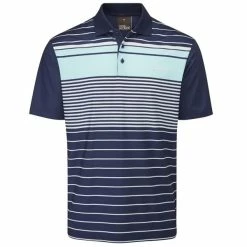 Oscar Jacobson Gents Croft Striped Polo Shirt Cool Blue