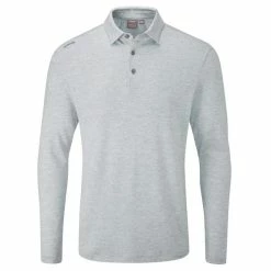 Ping Gents Angus Long Sleeve Polo Shirt Scuba Blue