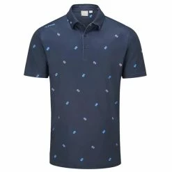 Ping Gents Two Tone Polo Shirt Navy - Poppy Multi
