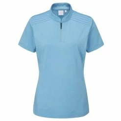 Ping Ladies Martina Zip Neck Polo Shirt Cool Laguna