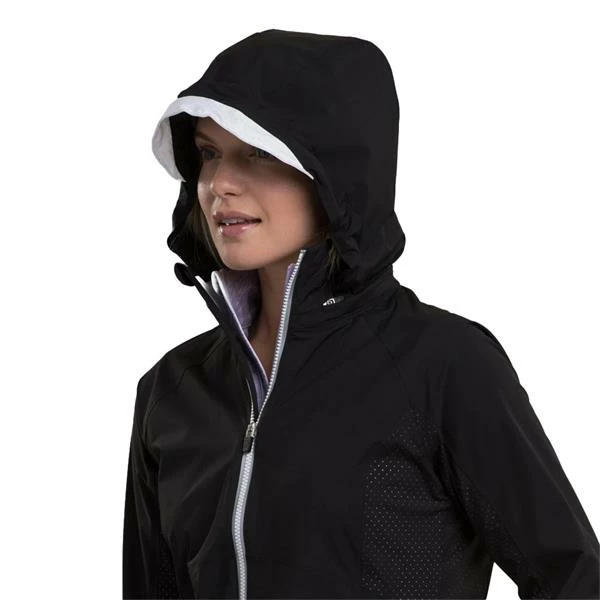 Zero Restriction Ladies Olivia Hooded Waterproof Jacket Black - Metallic Silver - Image 5