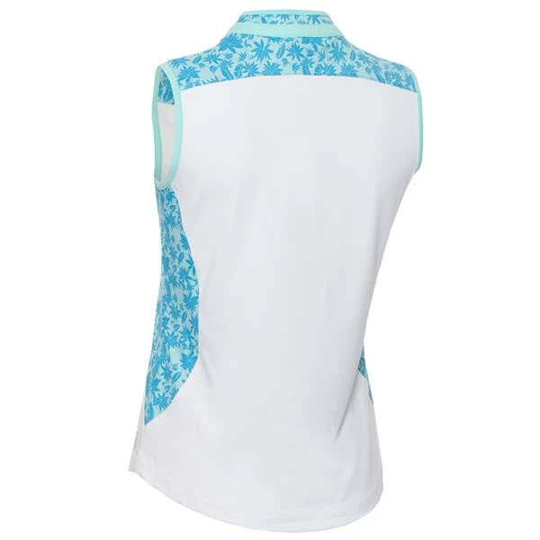 Green Lamb Ladies Erin Sleeveless Zip Neck Polo Shirt Botanical - Image 2
