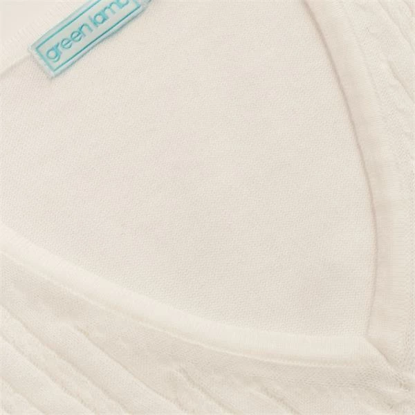 Green Lamb Ladies Glenda Slim Fit V-Neck Cable Slipover White - Image 3