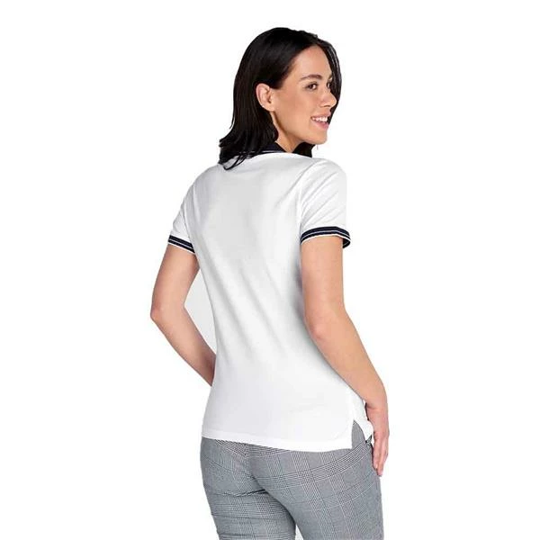 Green Lamb Ladies Kailynne Club Polo Shirt White Navy - Image 4