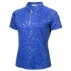 Green Lamb Ladies Kathleen Silver Foil Polo Shirt Cornflower