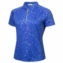 Green Lamb Ladies Kathleen Silver Foil Polo Shirt Cornflower