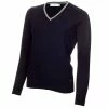 Green Lamb Ladies Kayley Ripple V-Neck Sweater Navy