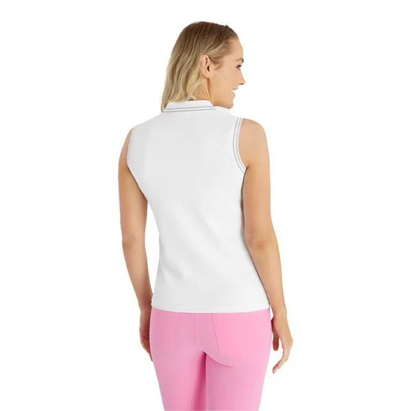 Green Lamb Maisie Pique Sleeveless Polo Shirt White - Image 2