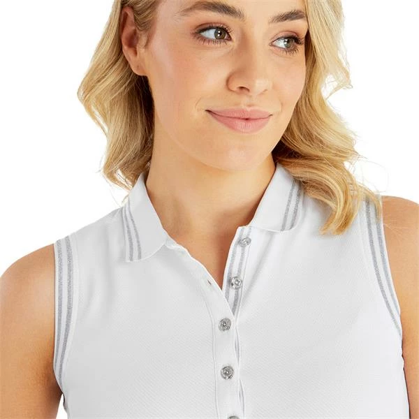 Green Lamb Maisie Pique Sleeveless Polo Shirt White - Image 5