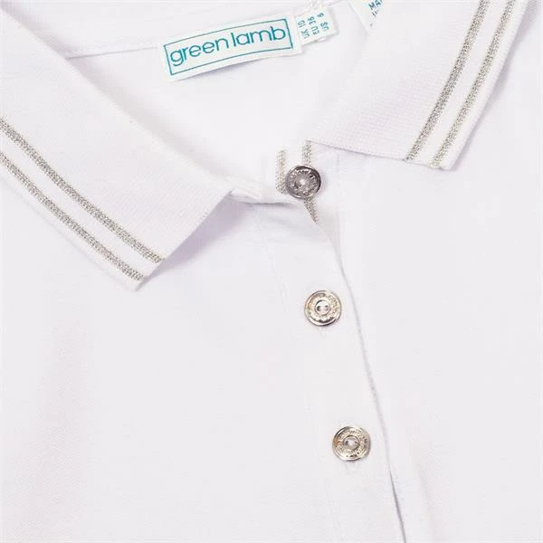 Green Lamb Maisie Pique Sleeveless Polo Shirt White - Image 6