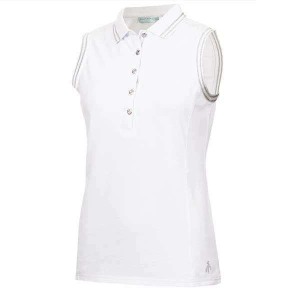 Green Lamb Maisie Pique Sleeveless Polo Shirt White