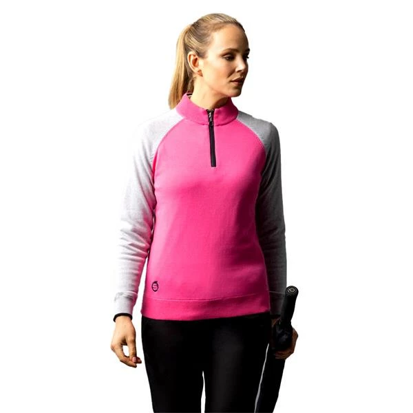 Sunderland Ladies Zonda Zip Neck Lightweight Lined Cotton Sweater Solar Pink - Silver Marl - Black - Image 2