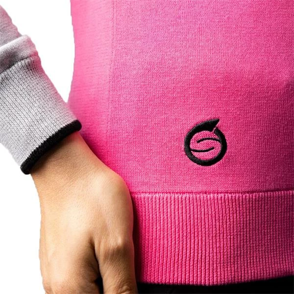 Sunderland Ladies Zonda Zip Neck Lightweight Lined Cotton Sweater Solar Pink - Silver Marl - Black - Image 5