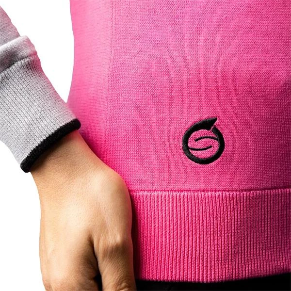 Sunderland Ladies Zonda Zip Neck Lightweight Lined Cotton Sweater Solar Pink - Silver Marl - Black - Image 6