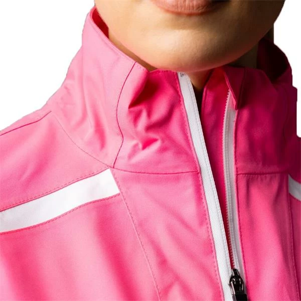 Sunderland Killy Ladies Zip Front Lightweight Panelled Waterproof Jacket Solar Pink - White - Image 3