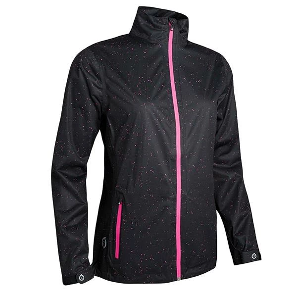 Sunderland Ladies Tech-Lite Waterproof Jacket Black - Solar Pink Print