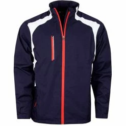 Sunderland Gents Valberg Waterproof Stretch Mesh Golf Jacket Navy - White - Red